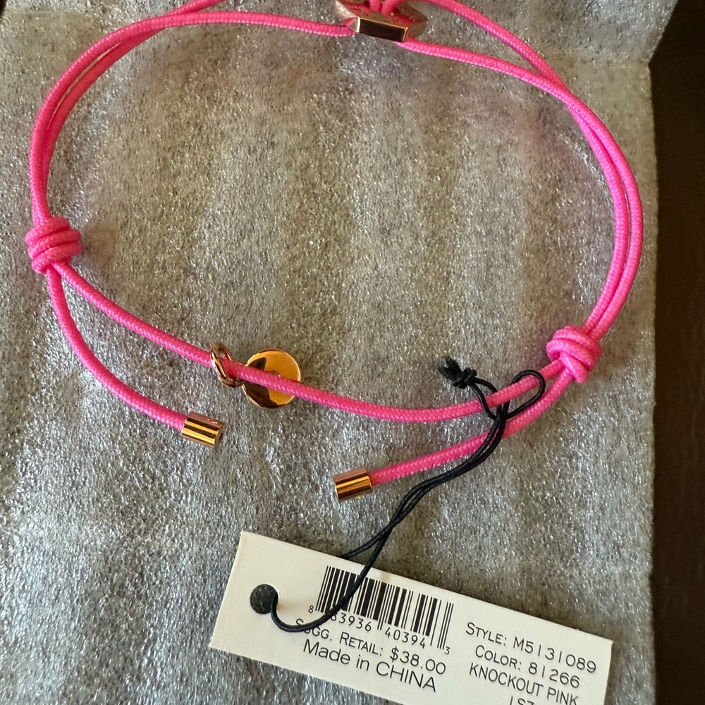 Marc Jacobs Knockout Pink Cord Bracelet with Gold Detail NWT